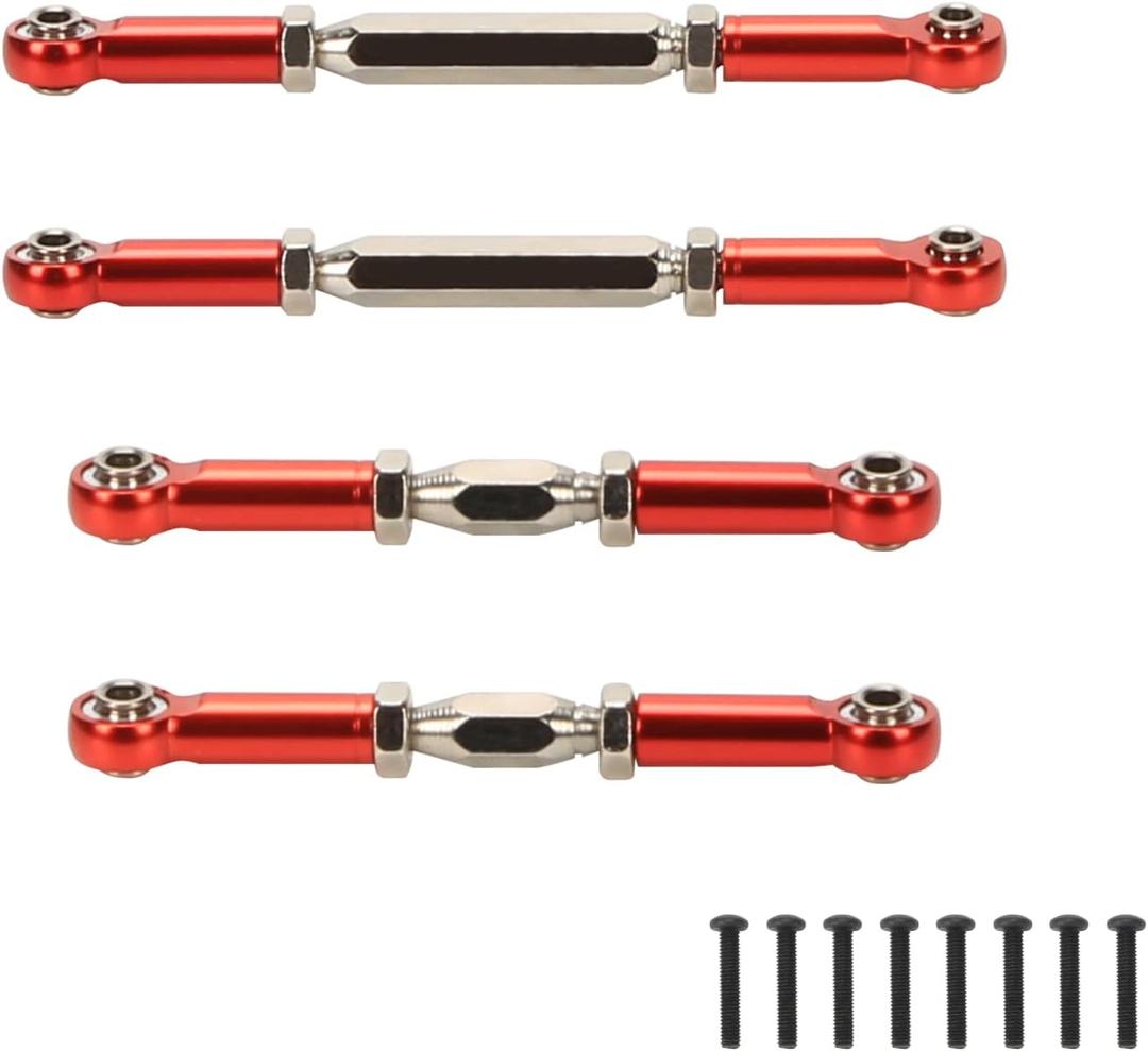 RCAWD 4X UDR Upgrades Linkage Parts Aluminum Alloy&Steel Linkage, Sway Bar, Front Rear (Assembled with Hollow Balls) for 1/7 Traxxas UDR Unlimited Desert Racer 85086-4(Red)