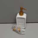 Decorative Soap Dispenser White Ceramic Lotion Bottle with Embossed Letters Noble Golden Matte Pump