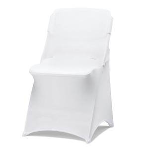 White Spandex Folding Chair Covers, Stretch Polyester Slipcovers for Wedding, Party & Dining Chairs