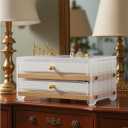 Jewelry Box Organizer with Acrylic Lid, 2-Layer Jewelry Storage, with 2 Drawers, Modern Style, Gift for Women, 9 x 5.4 x 4.6 Inches,Organizer for Earring, Ring, Necklace, Bracelets