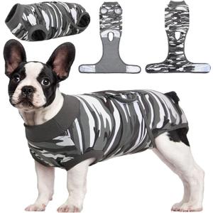 Kuoser Recovery Suit for Dogs Cats After Surgery, Professional Pet Recovery Shirt Dog Abdominal Wounds Bandages, Substitute E-Collar & Cone,Prevent Licking Dog Onesies Pet Surgery Recovery Suit (Medium (Back:13.4-16.1'', Weight:14-25 LB), Camouflage)