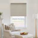 100% Blackout Roller Shades Cordless Blinds for Windows, Free-Stop Shades with Valance, Thermal Insulated Linen Fabric UV Protection Natural Beige Blinds for Home Office Oatmeal 33.5" W x 72" H