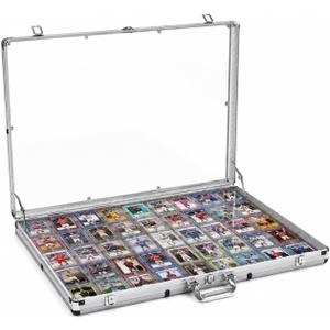 Card Display Case, Large Aluminum Locking Tabletop Showcase