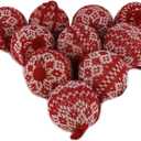 WEWILL 2.75" 10 PCS Red Knitted Sweater Christmas Ball Christmas Tree Ornaments Festival Xmas Party Gifts Decorations Snowflake Pattern