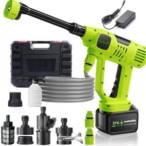 Cordless Car Washer, 1100PSI, Portable Cleaning Tool with 6-in-1 Nozzle, 10 Spray Settings, Battery Display, Self-Priming System for Car, Garden, Patio & Floor