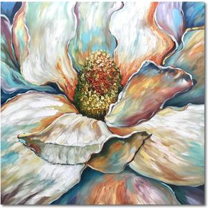 Modern Abstract Magnolia Oil Painting - Large Canvas Art, 30x30 Inch, Hand-Painted Home Wall Decor