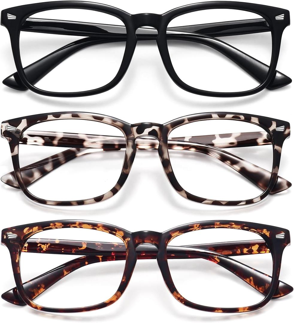 WOWSUN Unisex Stylish Nerd Non-prescription Glasses, Clear Lens Eyeglasses Frames, Fake Glasses