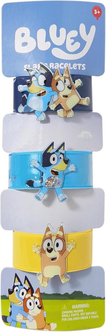 2 x LUV HER Bluey 3 Slap Bracelets for Girls – Fun Confetti Wristband Featuring Bluey – Adjustable Fit – Birthday Party Favor or Gift – Ages 3+