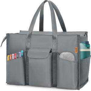 IBVIVIC Tote Bag for Women, Large Tote Bag with Multiple Pockets, Waterproof Nurse Handbag with Zip for Work, Travel, Gym (Grey)