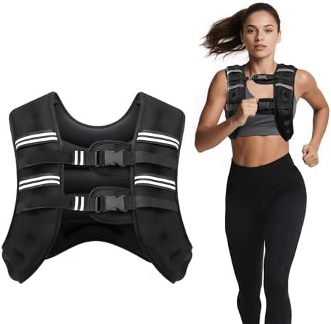 Ragebby Weighted Vest, 12lbs Vest for Men Women with Reflective Stripe, Body Weight Vests Adjustable for Workout, Strength Training, Running, Fitness, Muscle Building, Weight Loss