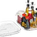 Yieach Clear Refrigerator Lazy Susan Turntable,11.9''x10.2'',Square Fridge Turntable Organizer,Large Rotating Fridge Tray for Kitchen,Countertop,Pantry,Cabinet,Jars and Condiment Organizer,Pack of 2