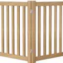 2-Panel Solid Wood Dog Gate - Freestanding Folding Pet Gate for Doorways, Stairs, Indoor, 24" Height, No Installation Needed, Natural Wood