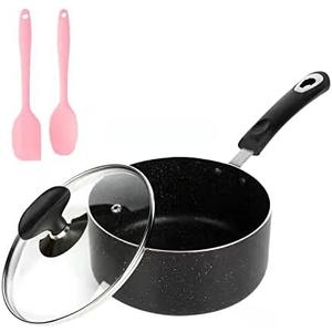 2 Quart Saucepan with Lid, Ultra Nonstick Sauce Pan 2Qt Small Pot with Glass Lid, Great for Home Kitchen Restaurant, Black