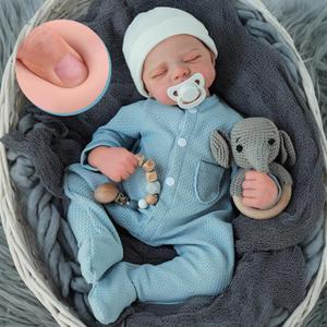 WOOROY Lifelike Reborn Baby Dolls- 18 Inch Baby Boy Doll, Full Vinyl Body Sleeping Dolls, Poseable Real Life Newborn Realborn Birthday Gift Toy with Doll Accessories for Kids 3+