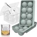 WIBIMEN Large Ice Cube Molds, Big Round Whiskey Ice Cube Trays for Freezer, Easy to Fill & Release, Whiskey Bourbon Cocktail(2.5In*8 Balls- Blue/2 Pack)