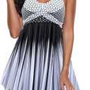 Yanekop Womens Tankini Swimsuits Tummy Control Bathing Suits Two Piece Flowy Swimwear with Boyshorts(01 Black,2XL)