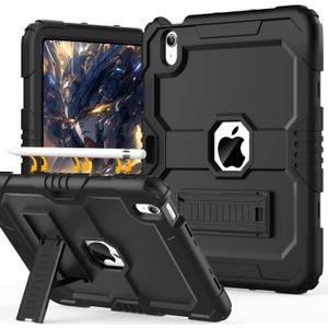 OKP Case for iPad 11 inch (A16) 2025/ iPad 10th Generation 10.9'' 2022, Heavy Duty Shockproof Rugged 11th/ 10 th Gen Protective Cover with Pencil Holder/Kickstand for Kids Women Men, Black
