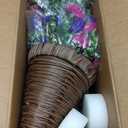 Artificial Hanging Flowers with Basket, 480 Blooms UV Resistant Faux Morning Glory Silk Plants, Fast & Easy Assembly Fake Hanging Baskets for Outdoor Porch Patio Garden Decor, Fuchsia&LightPurple