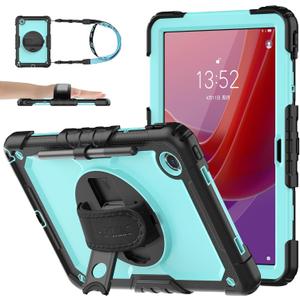 SEYMAC stock Tablet Case for Lenovo Tab M11 (TB-330FU/TB-330XU) 11 inch Drop-Proof Protection Cover with 360 Rotate Stand & Strap [Pen Holder] & Screen Protector/K11/Xiaoxin Pad 2024, Sky Blue+Black