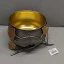 Napco Imports Leaves and Branches 5.5 x 6 Inch Grey and Bronze Tone Metal Small Decorative Footed Serving Bowl