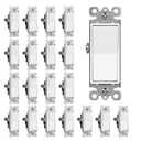 CML Single Pole Decorator Light Switch, 20 Pack Rocker Paddle Wall Switch, 15A 120/277V, On/Off Interrupter, UL Listed, White