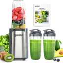 Ganiza Smoothie Blenders, 14Pcs Personal Blender for Shakes and Smoothies for Kitchen with 3 Portable Blender Cups (1x24oz & 2X17oz), Single Serve Smoothies Maker for Juices, Nutritious Recipe Grey