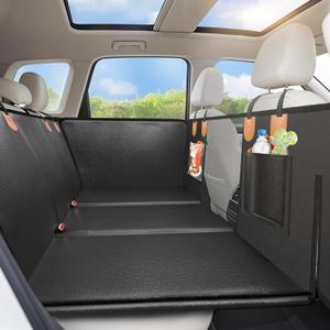 Back Seat Extender for Dogs - Waterproof Dog Car Seat Cover for Back Seat Protector with Side Flaps - Scratchproof & Nonslip Hard Bottom Dog Hammock for Cars Trucks SUVs