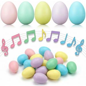 Simgoing 60 Pcs Pastel Easter Eggs Shakers Plastic Colorful Percussion Musical Maracas Decorative Shaker Eggs Gifts for Easter Basket Fillers, Musical Rhythm Instruments, Room Learning DIY Painting
