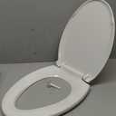 Huttdmel Elongated Toilet Seat 18.5", Soft Close Quiet Lid, Top & Bottom Mount, Never Loosen Hinges, Easy Install, Heavy Duty PP No Yellowing, Fits Standard Elongated Toilets, White