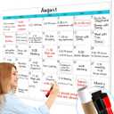 2 x Dry Erase Calendar for Wall - 38" x 58" Extra Large White Board Calendar, One Month Undated Blank Daily Planner, Reusable Laminated 30-Day Task Organizer for Office, Classroom, Home(No Creases), 38"Hx 58"W