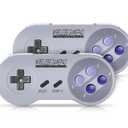 2 x Asopiram Wireless Controller for SNES Games, 2.4GHz Cordless Gamepad with USB Receiver for Windows PC Emulator, Rechargeable Retro Joystick Compatible for SNES Classic Switch I, 2-Pack