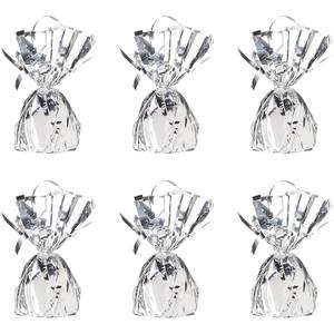 Beistle Metallic Wrapped Balloon Weight 6 Pack, Silver Balloon Centerpiece Bouquet Holders, Party Decoration Accessories for Birthdays, Weddings, Graduations, and Retirement Celebrations, 6 Oz