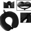 GDEOUP Travel Pillow - Memory Foam Neck Pillow Support Pillow,Luxury Compact & Lightweight Quick Pack for Camping,Sleeping Rest Cushion (Black)
