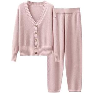 Caracilia Womens 2 Piece Outfits Lounge Set V Neck Cardigan Sweater Pants Sets Knit Matching Loungewear 2025 Fall Clothes XL