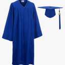 Newrara Graduation Gown Cap Tassel Set (Large 51(5'6"-5'8") Blue)