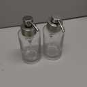 Foaming Soap Dispenser Set, 12 Oz Glass Hand Soap Dispenser with 304 Rust Proof Stainless Steel Pump, Waterproof Labels, for Bathroom Decor Kitchen College Dorm, Clear Silver Pump 2 Pack