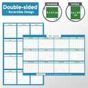 2026 Wall Planner 34.8"x22.8" Dual-Sided Dry Erase Calendar with 8 Adhesive Dot Stickers, Folded Packaging, Reversible Extra Large Monthly Yearly Planner For Office Home Students, Teal
