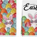 XCHI Happy Easter Watercolor Eggs Sunglasses Bunny Rabbits Easter Kitchen Towels Dish Towels 18x26 Inch Home Kitchen Decorations Hand Towels Set of 2 Drying Dishcloth