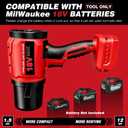 2 in 1 Cordless Leaf Blower for Milwaukee 18V Battery, 740-CFM 190-MPH Handheld Electric Dust Blower, 77 Inch Adjustable Pole, Battery Powered Blower for Lawn, Gutters, Eaves (Battery Not Included)