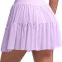 MathCat Cute Pleated Skirts for Women, High Waisted Tennis Golf Skorts with Seamless Shorts (X-Large, Lavender Purple)