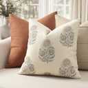 YCOLL Vintage Floral Print Pillow Covers 18x18 Set of 2 Patterned Accent Decorative Cushion Covers Modern Farmhouse Throw Pillow Covers for Sofa Couch Chair Bed Living Room Home Decor, Blush Pink