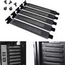 5pcs Black PCI Slot Cover Dust Filter Blanking Plate Hard Steel with Screw
