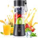 Cordless Portable Personal Size Blender - Mini Blender Make Smoothies and Shakes, 380Ml BPA Free Travel Cup, Powerful Blending Suit in Office/Home/Gym (Black)