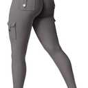 YEOREO CoreFlex Workout Cargo Leggings with Pockets for Women Hidden Scrunch Butt Lifting Leggings Gym Yoga Pants (Small, Dark Grey)