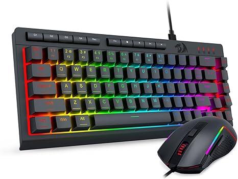 Redragon Wired Gaming Keyboard and Mouse Combo, RGB Backlit, 60% Mini Macro Membrane Keyboard with AntiGhosting & Multimedia Keys + 8000 DPI Programmable Optical Mice for PC Laptop