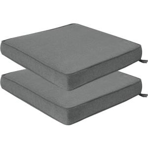 Outdoor Chair Cushions 18"x18"x2.5" Set of 2,Water Resistant Patio Chair Cushion with Zipper&Ties,18x18 Inch Replacement Square Seat Cushion for Garden Chairs (Dark Gray)