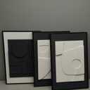 3D Textured Framed Black and White Abstract Wall Art for Bedroom, 3 Piece Modern Paintings Artwork for Walls, Minimalist Black White Geometric Pictures for Living Room, Dining Room Wall Decor 16x24 In