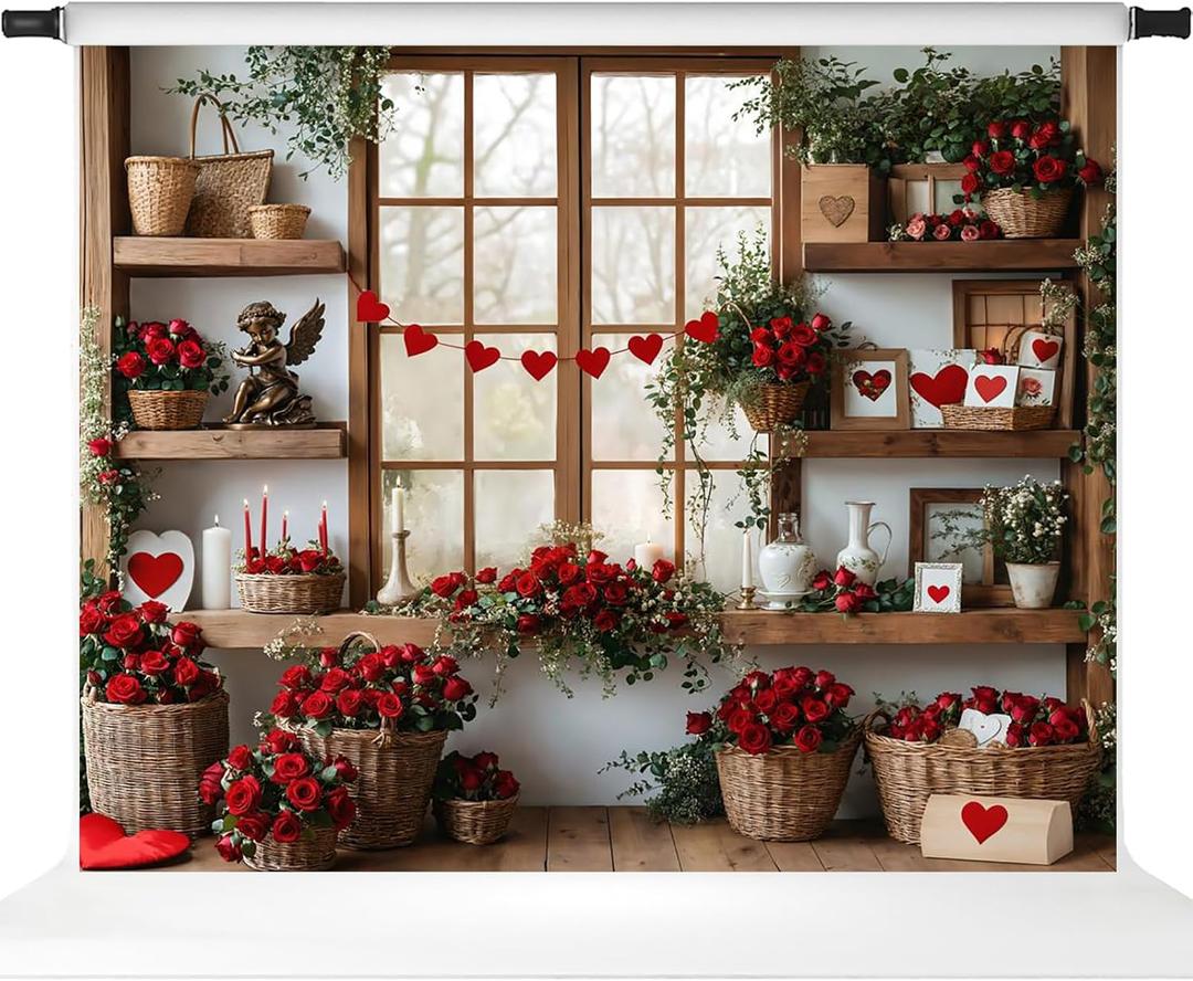 Kate Valentine's Day Backdrops Valentines Couple Sweet Heart Photo Background Studio Props, 10x8ft