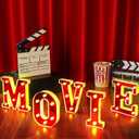 Aurelema Movie Night Decorations 6.3" Movie Light up Letters Sign Decor Battery Powered Marquee Lighted Sign LED Letter Lights for Theme Party Theater Poster Birthday Home Tabletop Wall Decor Supplies