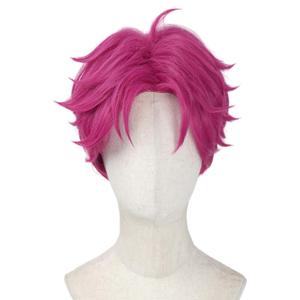 Anime Cosplay Wigs Hot Pink Short Wigs for Men Halloween Party Costume Wig